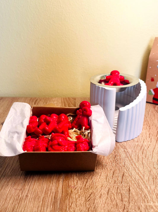 Xειροποίητος καυστήρας και wax melts gingerman & Santa Claus