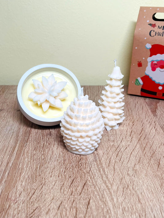 Χειροποίητο πορσελάνινο ποτήρι με κερί & δεντράκι & κουκουνάρι