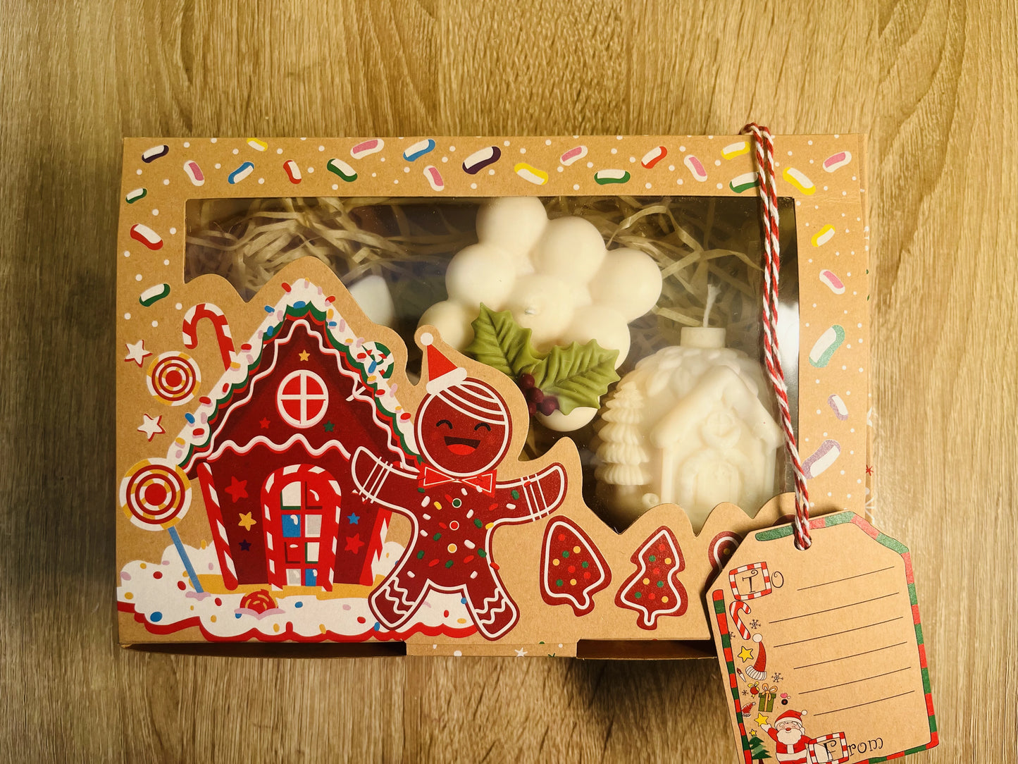 κύβος με γκί και μπάλα χριστουγεννιάτικη και αστέρι πορσελάνης